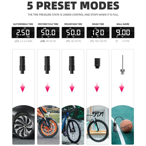 Elektriskais velosipēds motors auto bumba 10 bāra ar LED displeju + USB-C kabelis melns