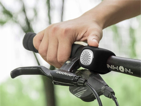 Elektroniskais velosipēdu zvans silikona korpusā - melns