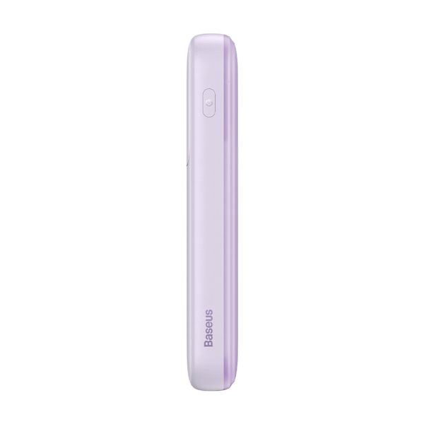 PowerBank ar 10 000 mAh 22,5W displejs + USB-A / USB-C kabelis purpursarkanā krāsā