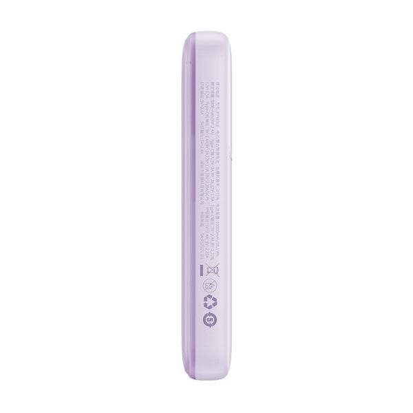 PowerBank ar 10 000 mAh 22,5W displejs + USB-A / USB-C kabelis purpursarkanā krāsā