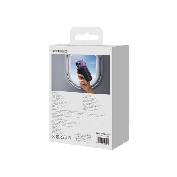PowerBank Magnetic mini 20 000 mAh 20W + USB-C kabelis melns