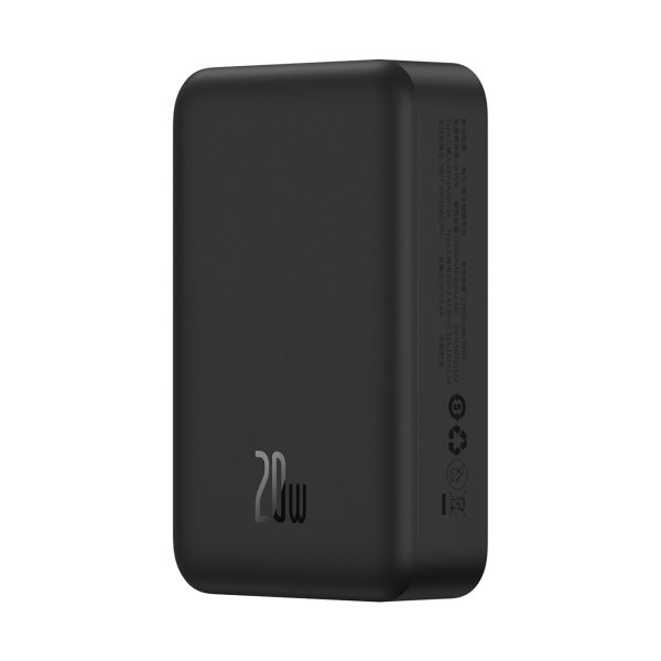 PowerBank Magnetic mini 20 000 mAh 20W + USB-C kabelis melns