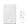 PowerBank magnētiskais mini 20 000 mAh 20W + USB-C kabelis balts
