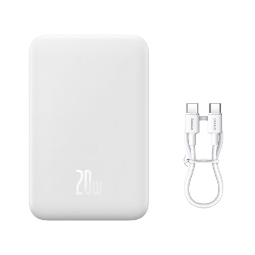 PowerBank magnētiskais mini 20 000 mAh 20W + USB-C kabelis balts