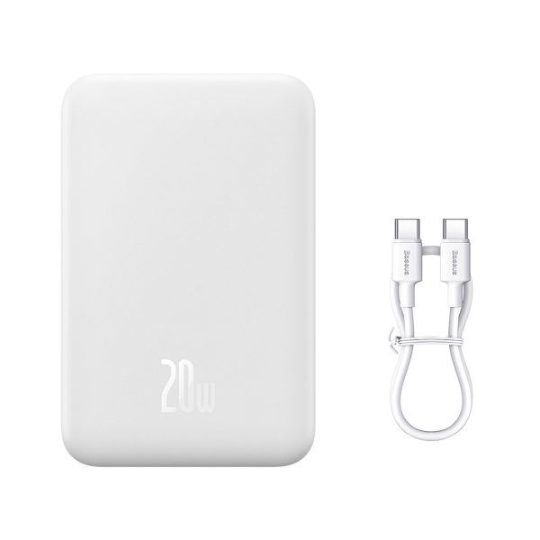 PowerBank magnētiskais mini 20 000 mAh 20W + USB-C kabelis balts