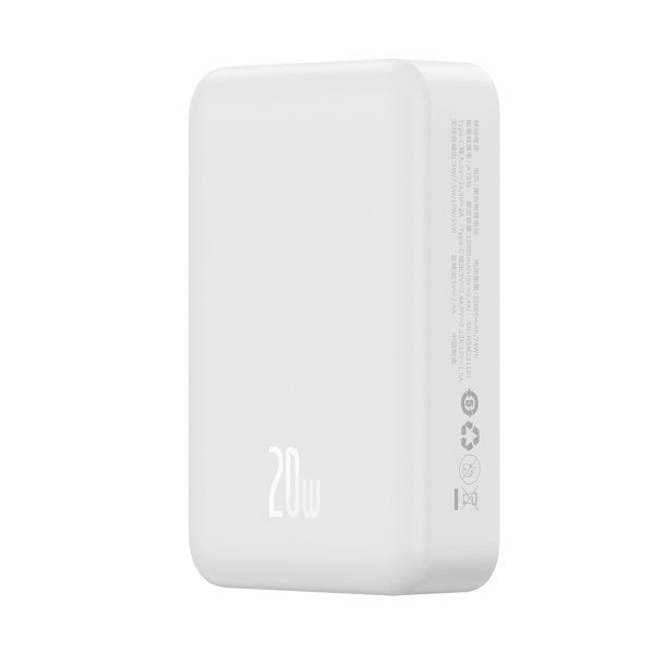 PowerBank magnētiskais mini 20 000 mAh 20W + USB-C kabelis balts