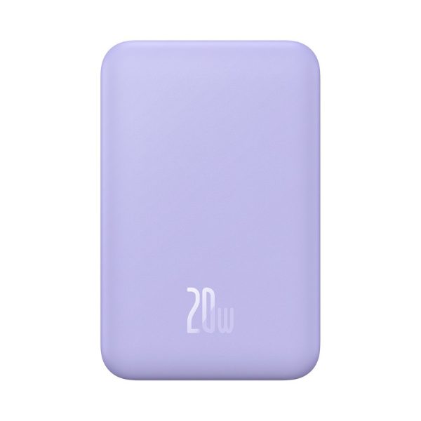 PowerBank Magnetic mini 20 000 mAh 20W + USB-C kabelis purpursarkanā krāsā