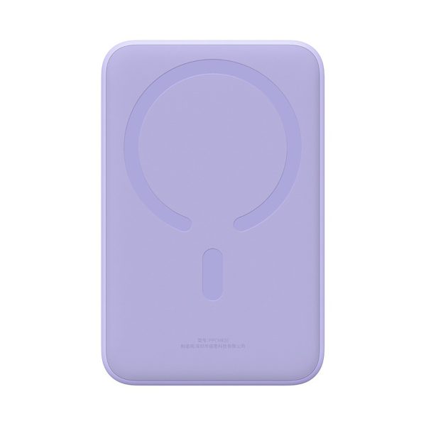 PowerBank Magnetic mini 20 000 mAh 20W + USB-C kabelis purpursarkanā krāsā