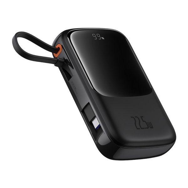 PowerBank Qpow Pro+ 1000mah ar USB -C kabeli un displeju - melns
