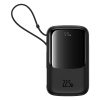 PowerBank Qpow Pro+ 1000mah ar USB -C kabeli un displeju - melns