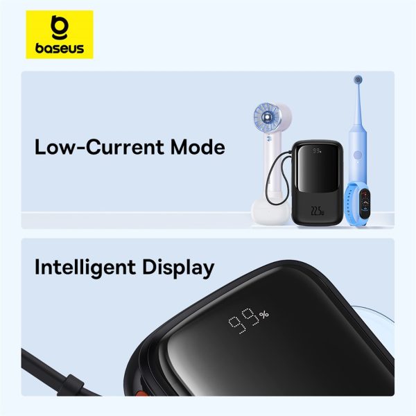 PowerBank Qpow Pro+ 1000mah ar USB -C kabeli un displeju - melns