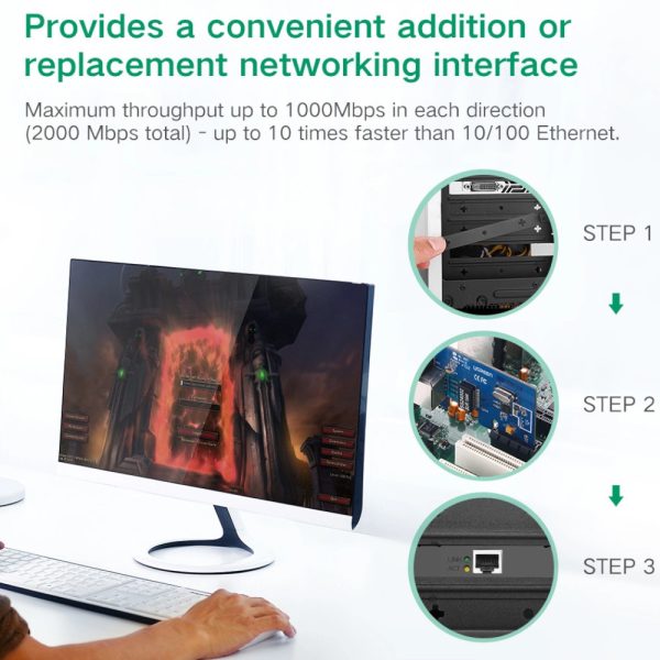 PCI -e gigabit 10/100/1000mbps tīkla karte - melna