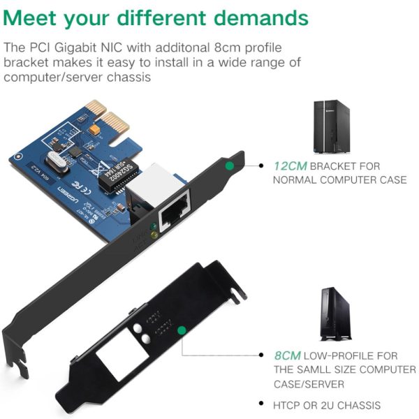 PCI -e gigabit 10/100/1000mbps tīkla karte - melna