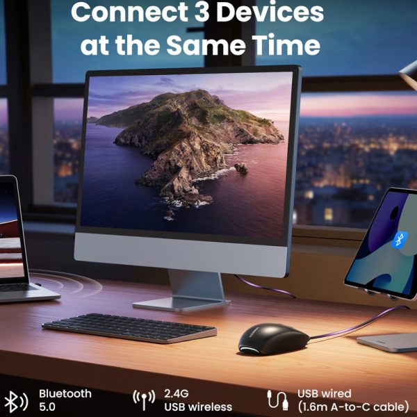 Bluetooth 5.0 USB 2.4GHz bezvadu datora pele - melna