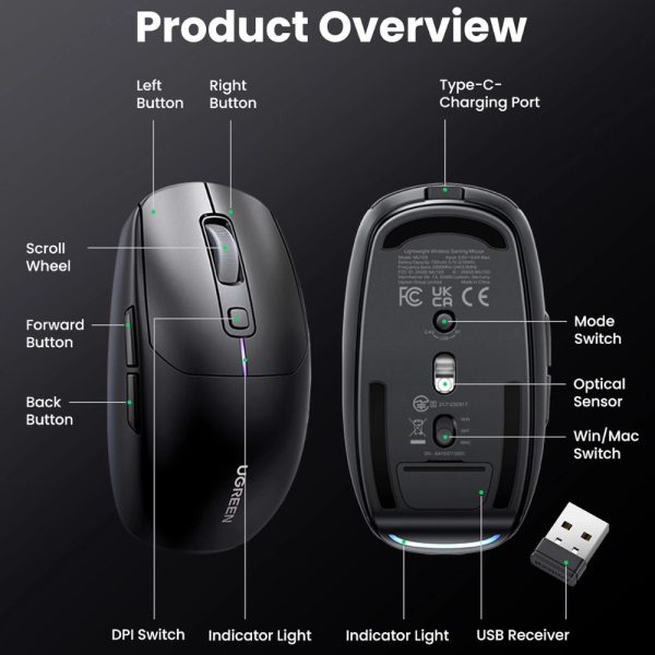 Bluetooth 5.0 USB 2.4GHz bezvadu datora pele - melna