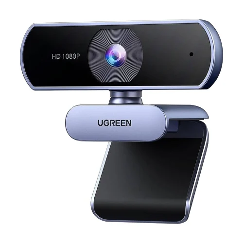 Pilna HD tīmekļa kamera ar mikrofoniem USB video ierakstiem - pelēkā krāsā