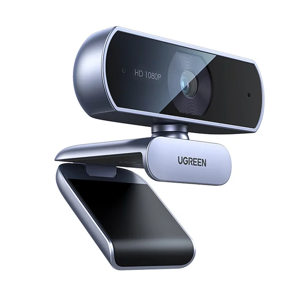 Pilna HD tīmekļa kamera ar mikrofoniem USB video ierakstiem - pelēkā krāsā
