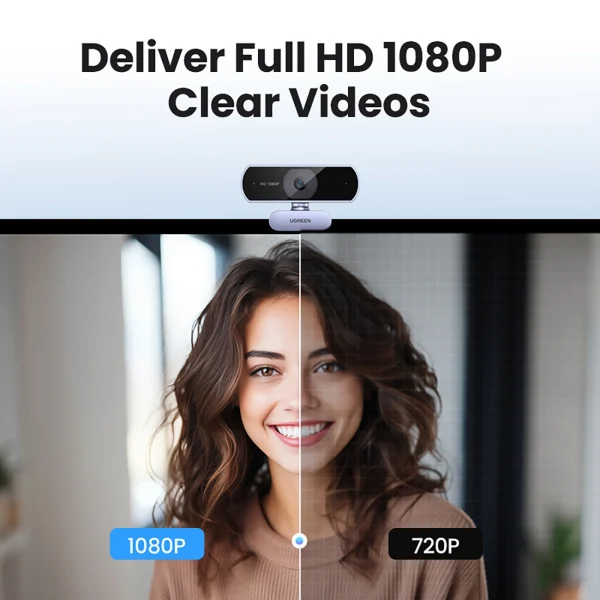 Pilna HD tīmekļa kamera ar mikrofoniem USB video ierakstiem - pelēkā krāsā