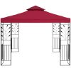 10250038-2 Dārza paviljons altana ar rotājumu saliekamo 3 x 3 x 2,6 m sarkanvīnu