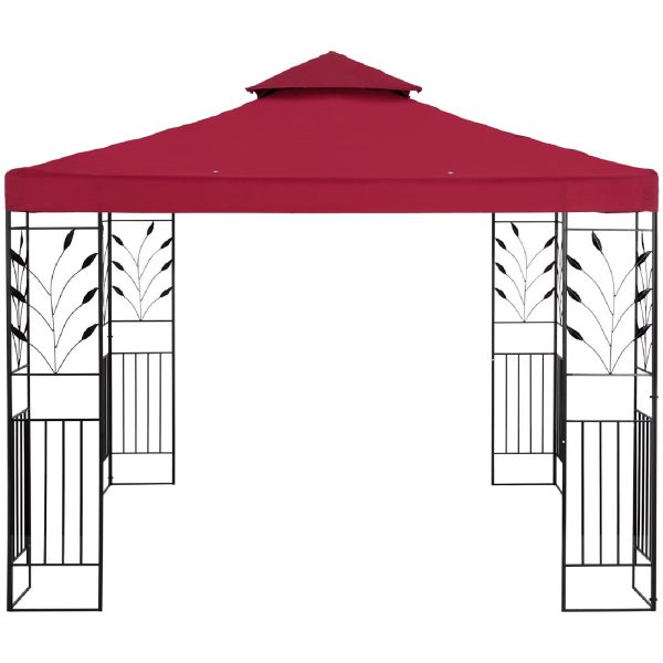 10250038-2 Dārza paviljons altana ar rotājumu saliekamo 3 x 3 x 2,6 m sarkanvīnu