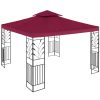 10250038-3 Dārza paviljons altana ar rotājumu saliekamo 3 x 3 x 2,6 m sarkanvīnu