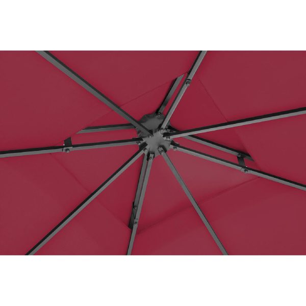 10250038-4 Dārza paviljons altana ar rotājumu saliekamo 3 x 3 x 2,6 m sarkanvīnu