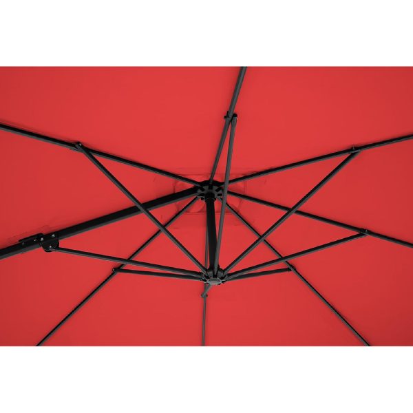 Sānu dārza lietussargs uz kvadrātveida uzplaukuma 250 x 250 cm sarkanā krāsā