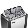 Elektriskā pirts krāsns ar iebūvētu vadību 8-12 M3 līdz 110C 400 V 8 KW sudraba-melns