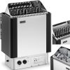 Elektriskā pirts krāsns ar iebūvētu vadību 9-13 M3 līdz 110C 400 V 9 KW sudraba-melns