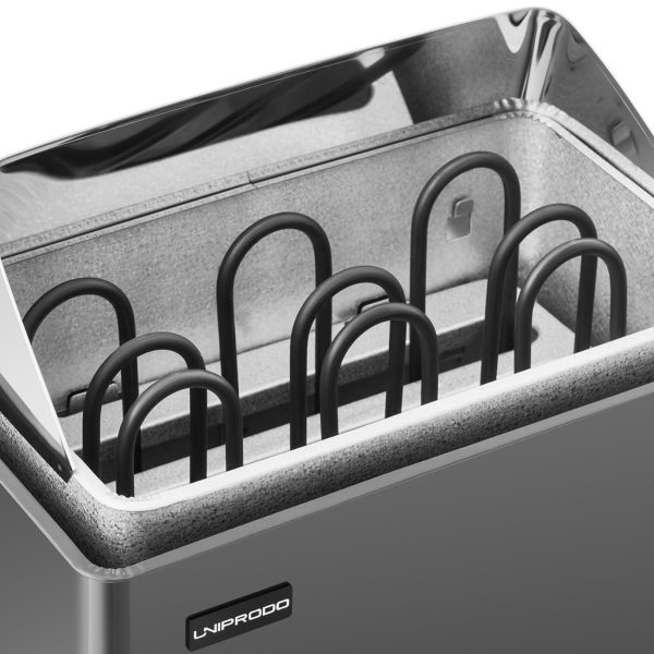 Elektriskā pirts krāsns 3-6 m3 līdz 110c 400 V 4,5 kW melna un sudraba