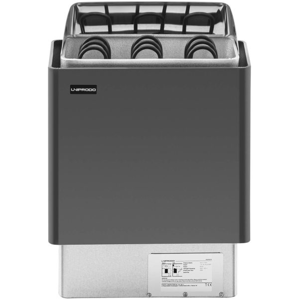 Elektriskā pirts krāsns 3-6 m3 līdz 110c 400 V 4,5 kW melna un sudraba