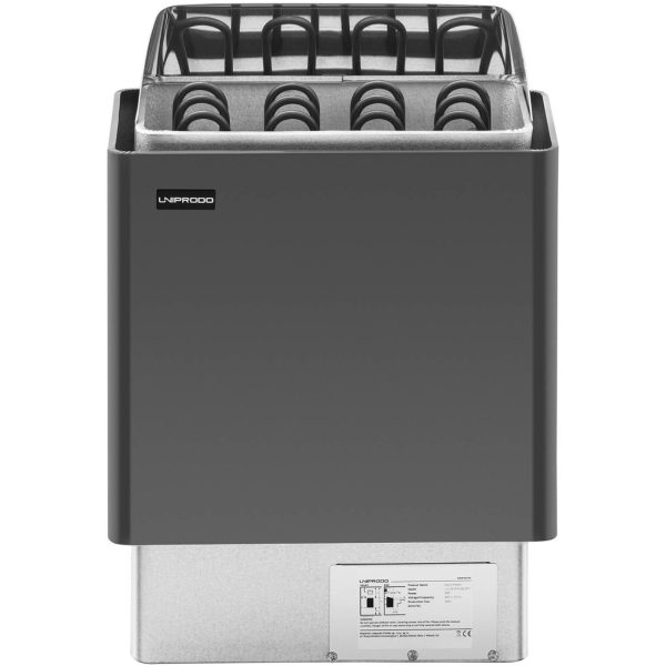 Elektriskā pirts krāsns no 5-9 m3 līdz 110c 400 V 6 kW melna un sudraba