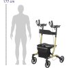 Četru riteņu staigātāja balkons vecākajam ar sēdekli un maisu līdz 136 kg