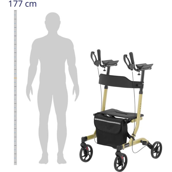 Četru riteņu staigātāja balkons vecākajam ar sēdekli un maisu līdz 136 kg