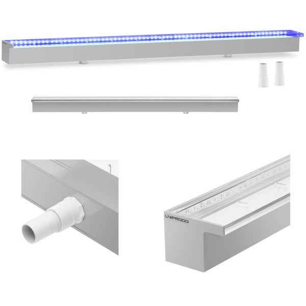 Ūdenskrituma sūļu sienas kaskāde LED dīķa 120 cm aizplūšanas dārzam 30 mm