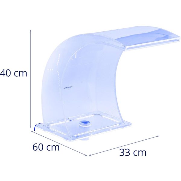 Ūdenskrituma snīpis ar LED apgaismojumu 33 cm ūdens aizplūšanai 303 mm