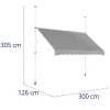 Terrace balkona nojume, ar roku rakstīts, manuāli 300 x 120 cm - pelēks