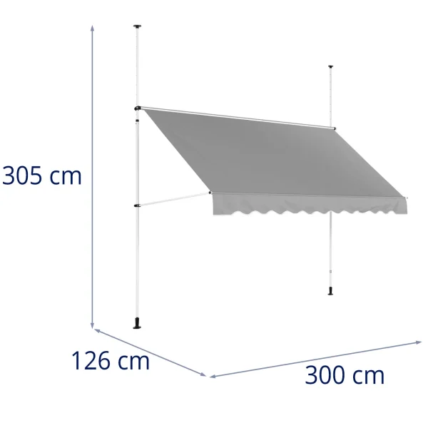 Terrace balkona nojume, ar roku rakstīts, manuāli 300 x 120 cm - pelēks