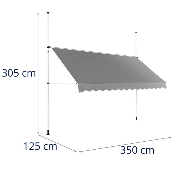 Terrace balkona nojume, ar roku rakstīts, manuāli 350 x 120 cm - pelēks