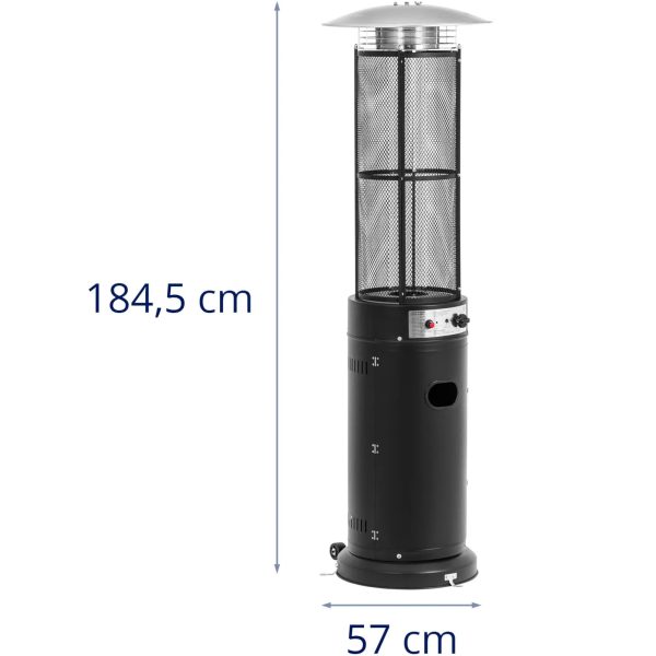 Apkures lampas gāzes terase siltuma radiators 11 kW 1845 mm - melns