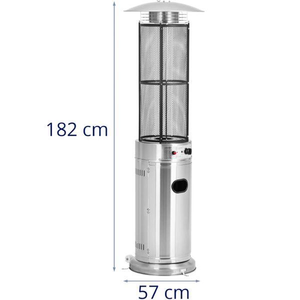 Apkures lampas gāzes terase siltuma radiators 11 kW 182 cm - sudrabs