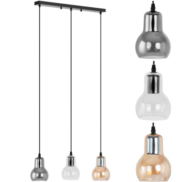 Mūsdienu griestu lampa 3 punkti E27 - stikla zvani