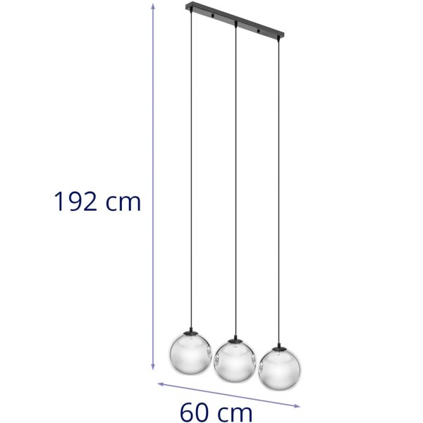 Mūsdienu griestu lampa 3 punkti E27 - stikla bumbiņas