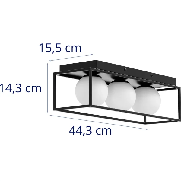 Mūsdienu griestu lampa 3 punkti E9 - stikla bumbiņas rāmī