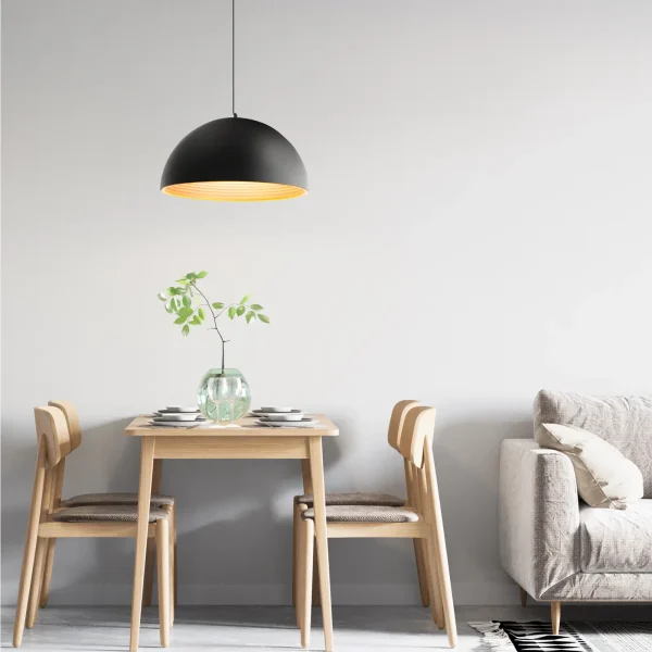 Piekārtu lampa moderna 1 punkta kupola forma - melns un zelts