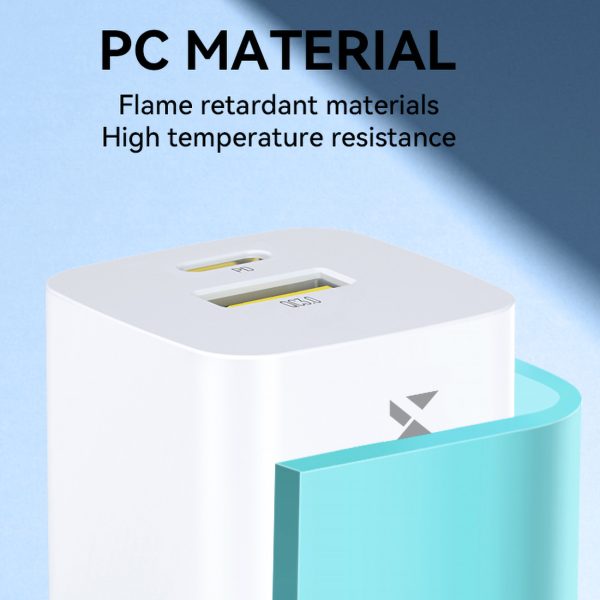 GAN QC3.0 USB-A USB-C PD 33W baltais lādētājs