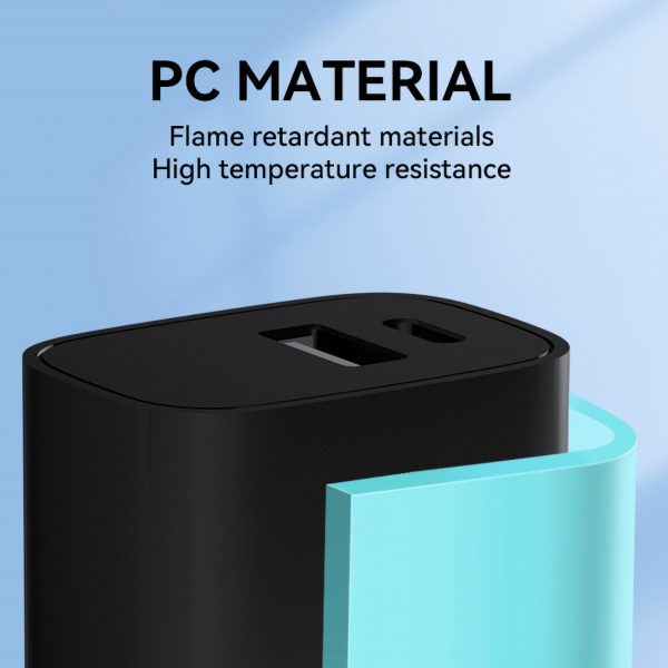 20W USB-A USB-C 100-240V lādētājs melns