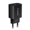 20W USB-A USB-C 100-240V lādētājs melns