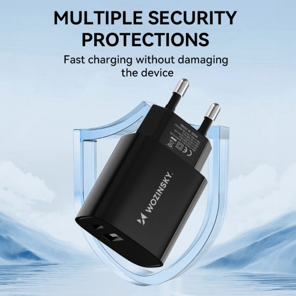 20W USB-A USB-C 100-240V lādētājs melns