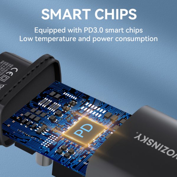 20W USB-A USB-C 100-240V lādētājs melns